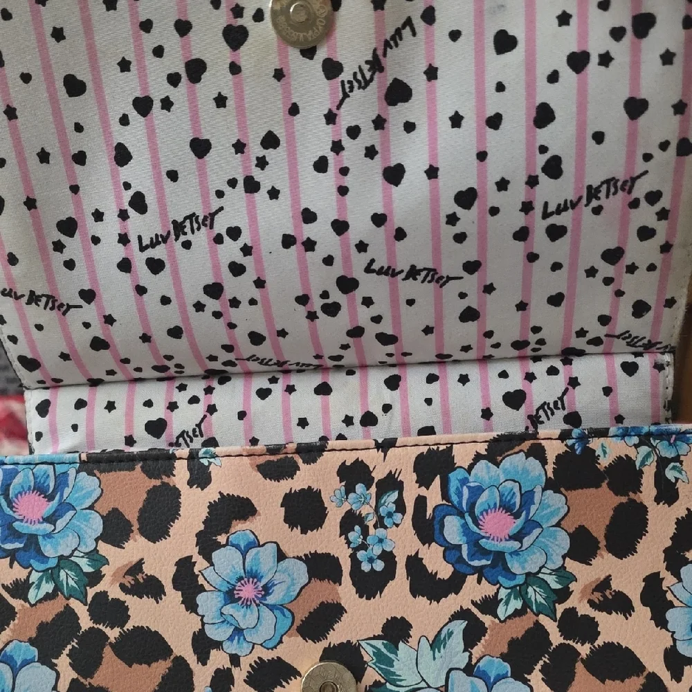 Betsey Johnson Floral Leopard Backpack - Blue and Tan GUC - Picture 3 of 16